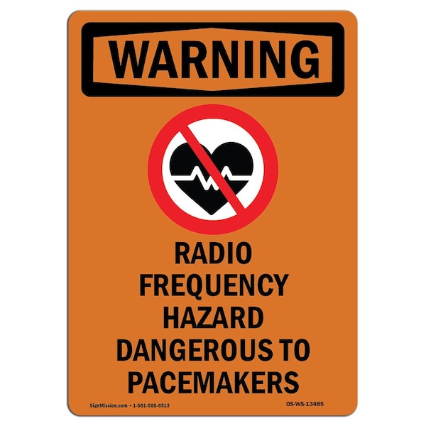 OSHA WARNING Sign, Radio Frequency Hazard W/ Symbol, 10in X 7in Aluminum, 7" W, 10" H, Portrait